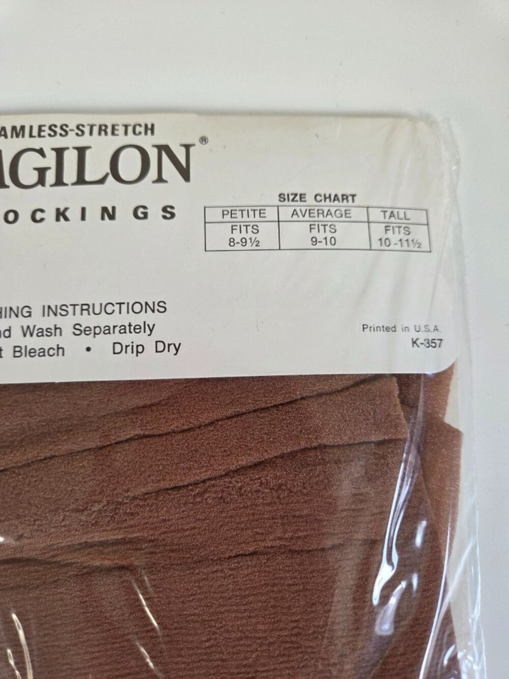 Agilon Seamless Stretch Stockings Tall Mistone Brown 100% Nylon Vtg Packaging - Picture 7 of 7